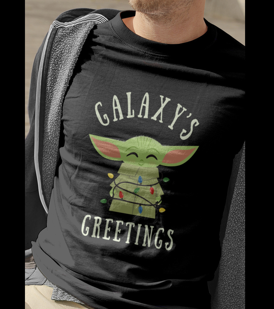 Galaxy's Greetings The Mandalorian The Child Wrapped In Lights T-Shirt