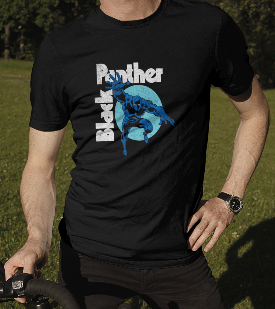 Marvel Black Panther Blue Heroic Pose Circle T-Shirt