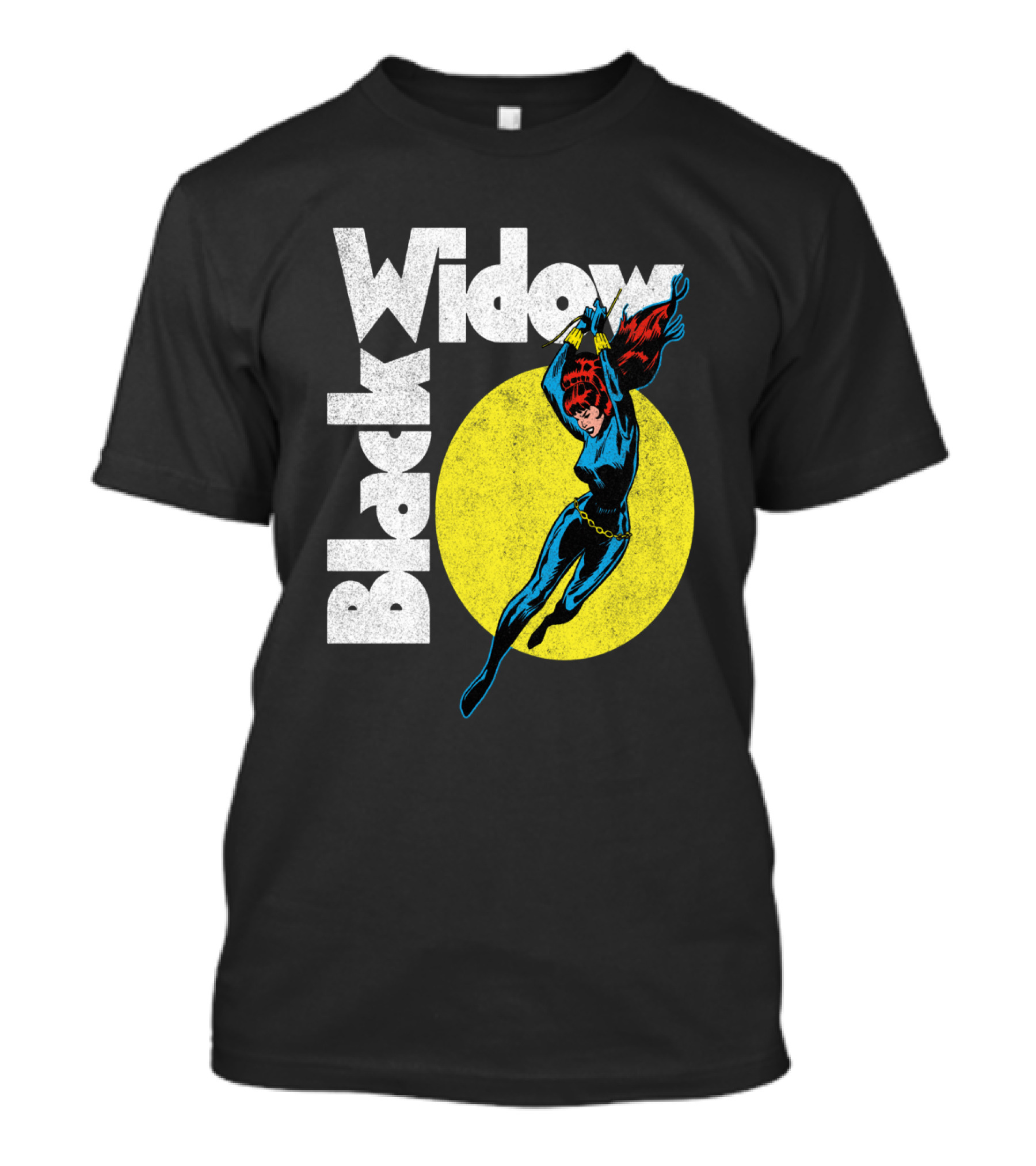 Black Widow Marvel Comic Circle Retro Heroic Pose T-Shirt
