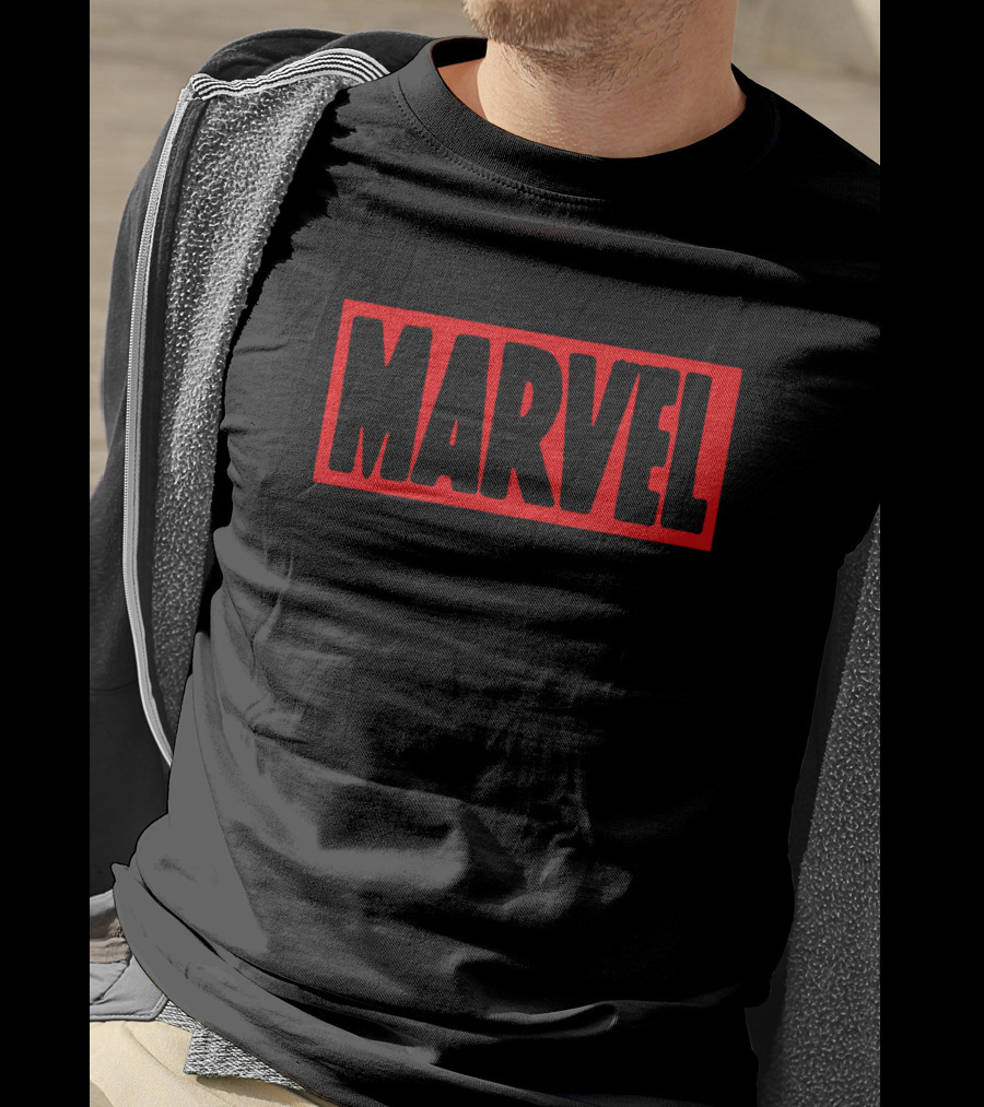 Marvel Brick Logo Red And Black T-Shirt