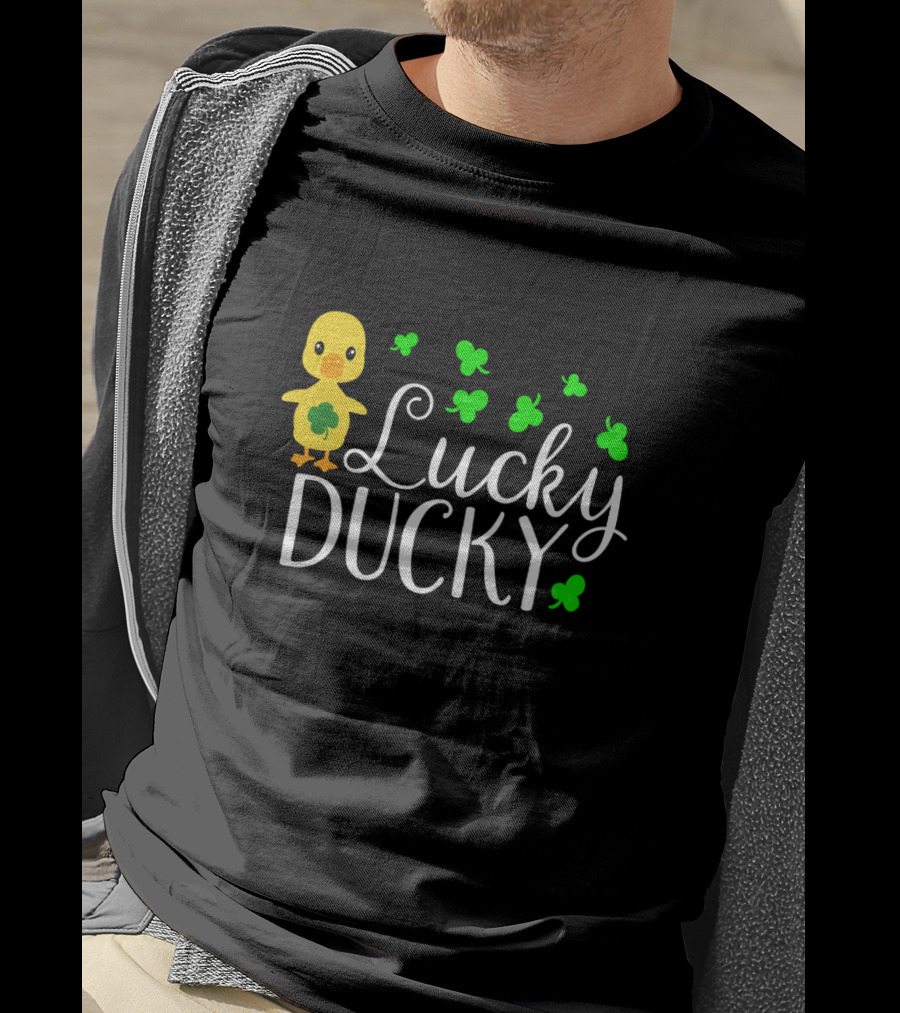 Lucky Ducky Irish Bird With Shamrocks T-Shirt