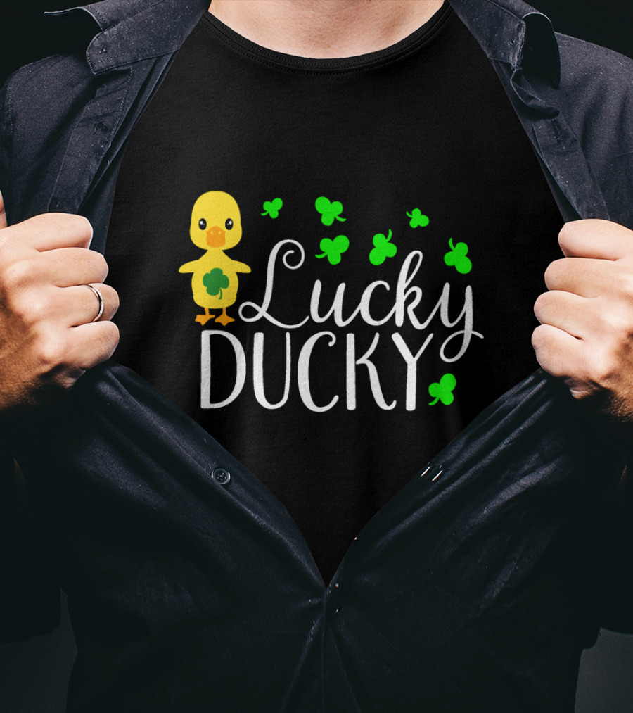 Lucky Ducky Irish Bird With Shamrocks T-Shirt