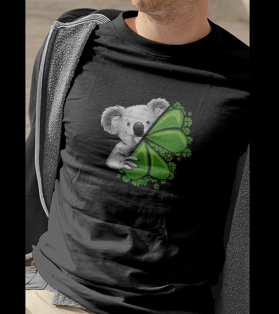 Lucky Koala With Irish Clover And Shamrocks T-Shirt