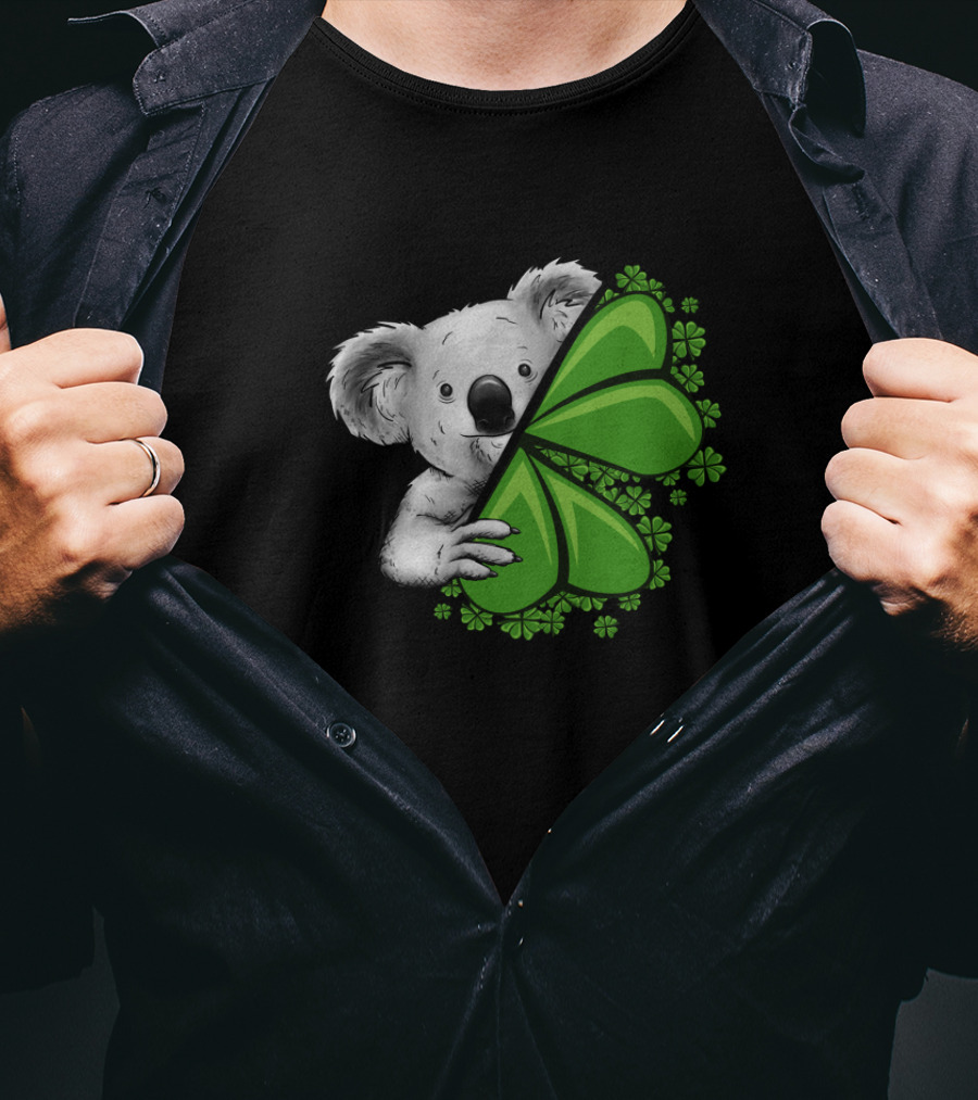 Lucky Koala With Irish Clover And Shamrocks T-Shirt