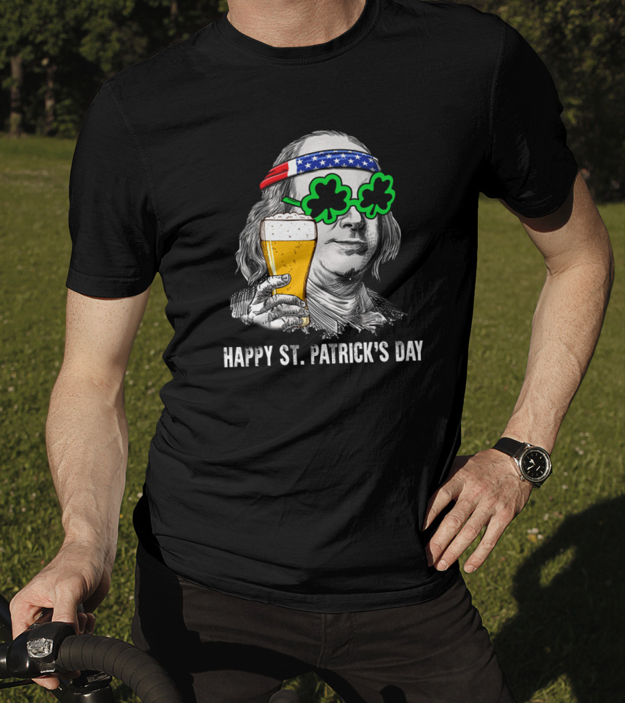 Happy St. Patrick's Day George Washington Beer Clover Glasses T-Shirt