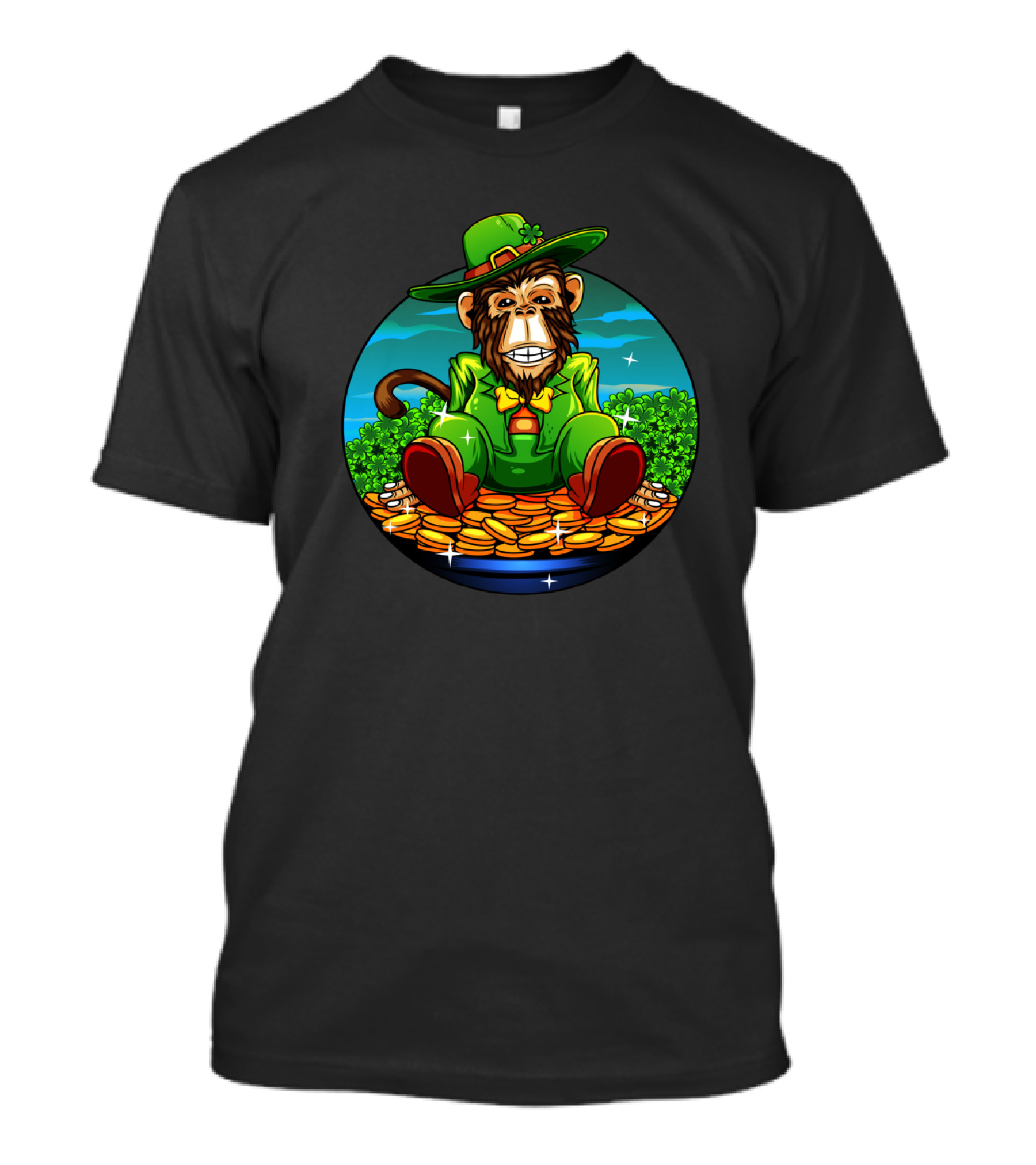 Monkey Irish Gorilla Sitting On A Pot Of Gold In Ireland T-Shirt