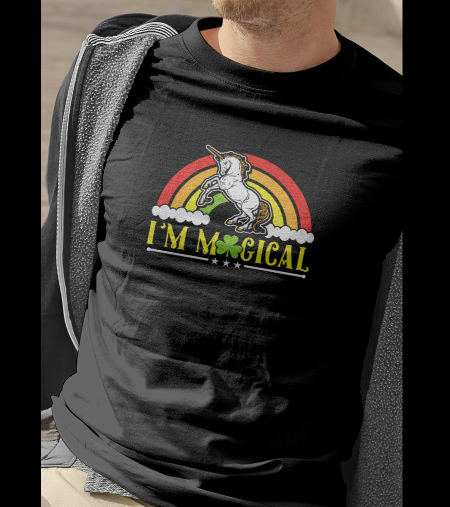 I'm Magical Saint Patrick's Day Shamrock Unicorn Rainbow T-Shirt