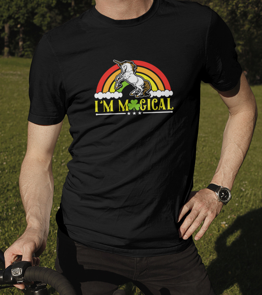 I'm Magical Saint Patrick's Day Shamrock Unicorn Rainbow T-Shirt