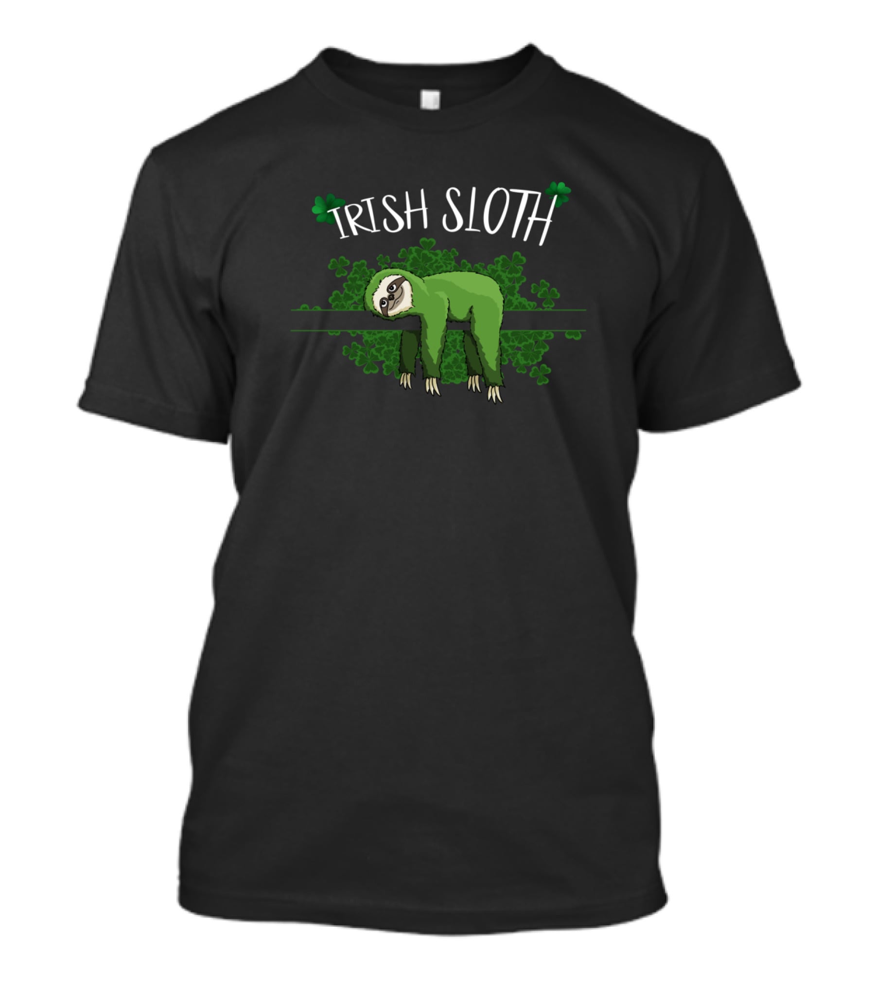 Irish Sloth Sleepy Chillin Green Shamrocks T-Shirt