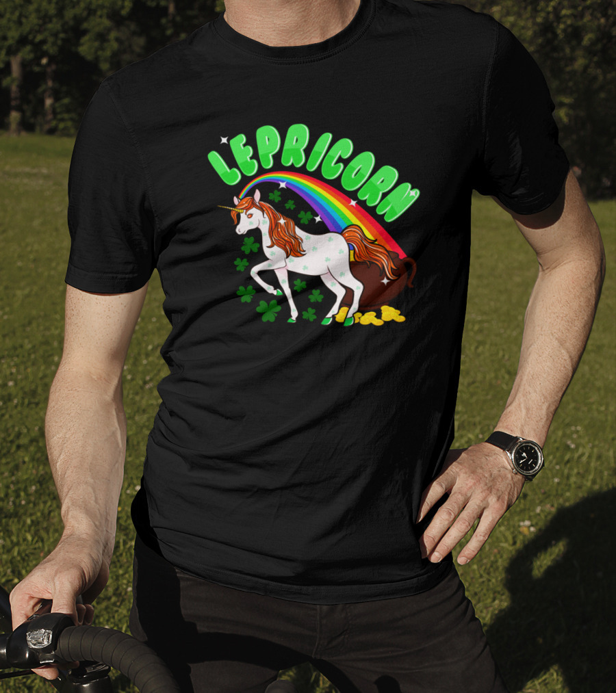 Lepricorn St Patricks Day Unicorn Rainbow Clover Pot Of Gold T-Shirt