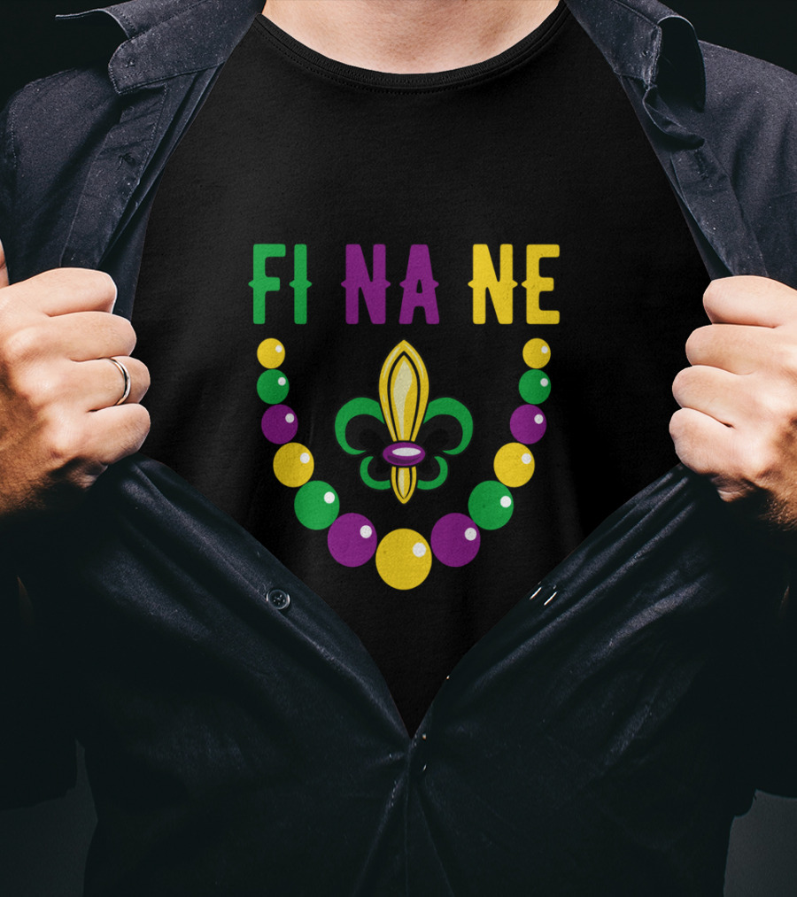 Fi Na Ne Mardi Gras Beads Fleur De Lis T-Shirt