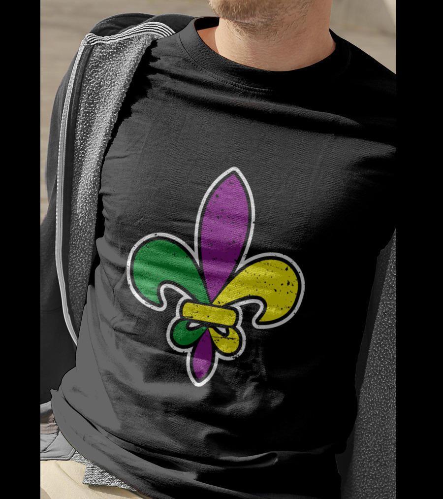 Mardi Gras Colored Fleur De Lis Iconic T-Shirt