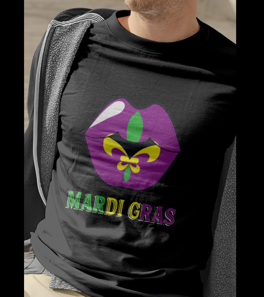 Mardi Gras Fleur De Lis Lips T-Shirt