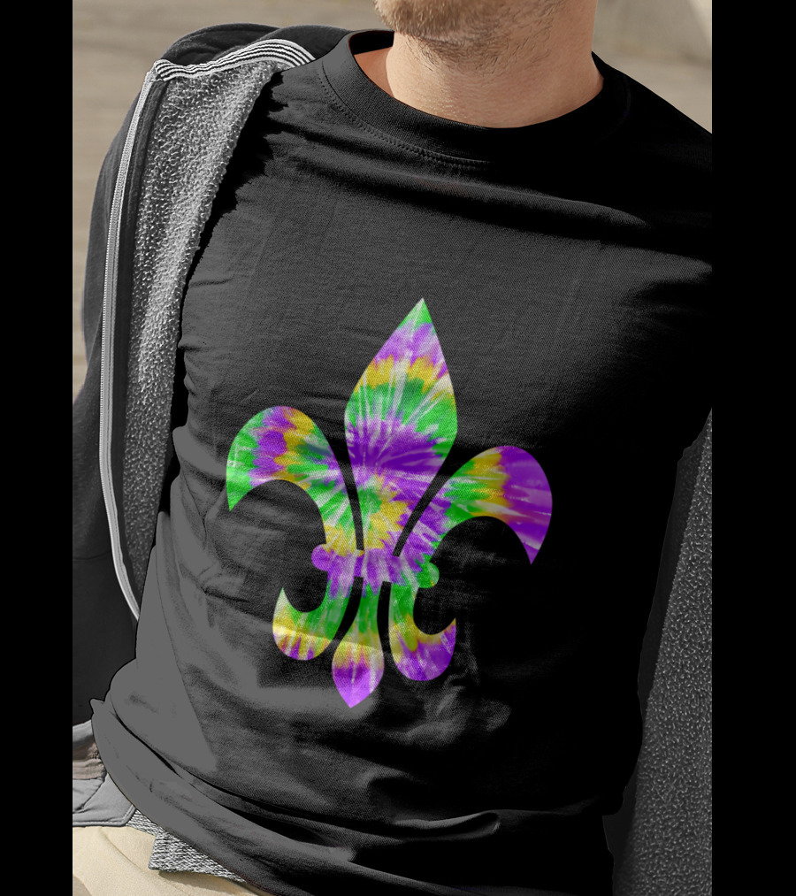 Mardi Gras Tie-Dye Fleur De Lis T-Shirt