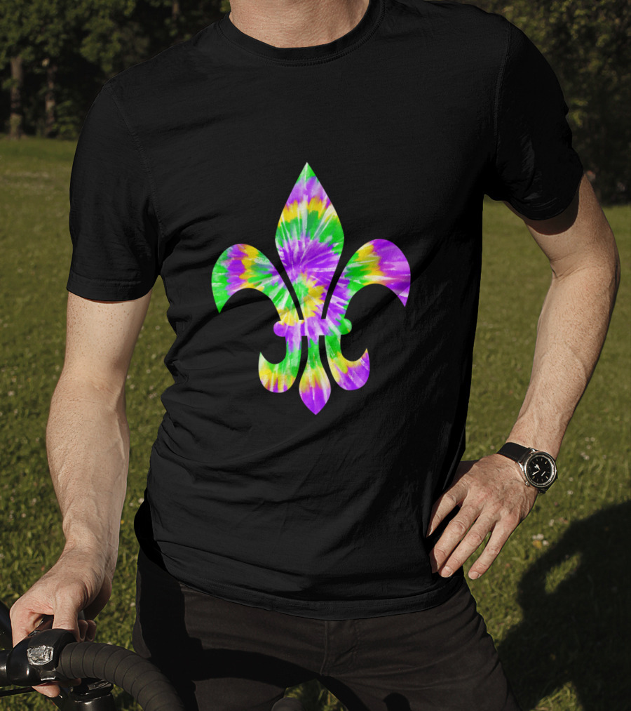 Mardi Gras Tie-Dye Fleur De Lis T-Shirt