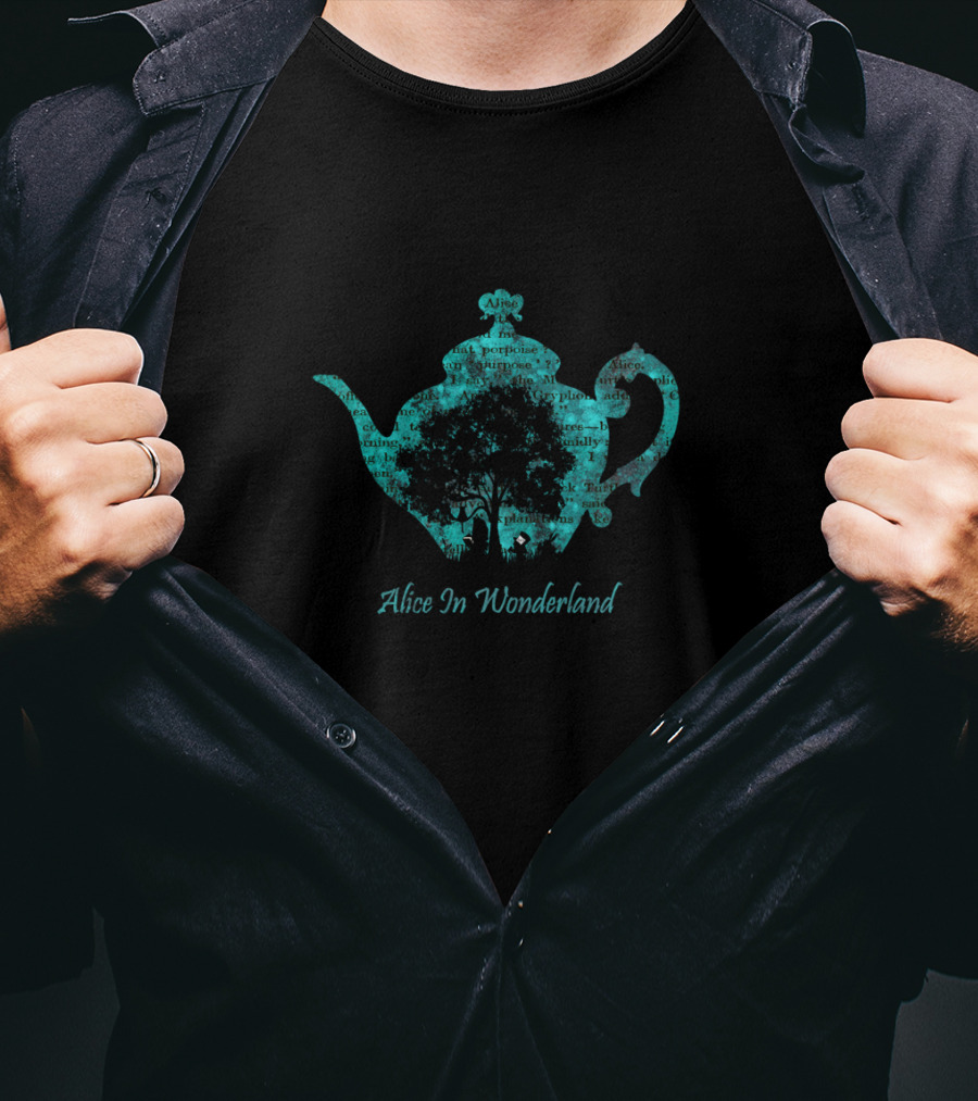 Alice In Wonderland Vintage Teapot Silhouette Tea Time T-Shirt