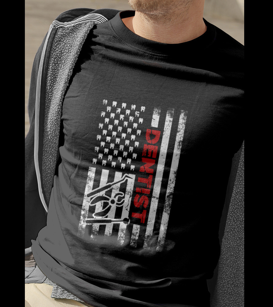 USA Dentist American Flag Tooth T-Shirt