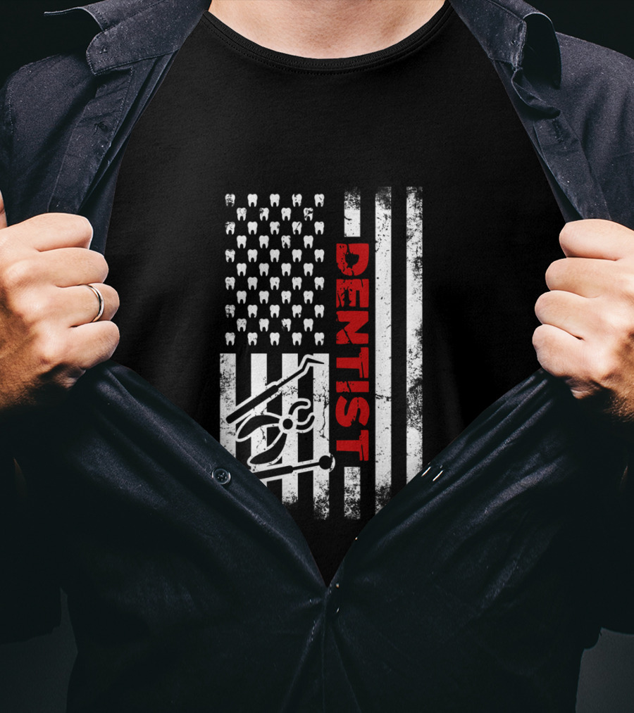 USA Dentist American Flag Tooth T-Shirt