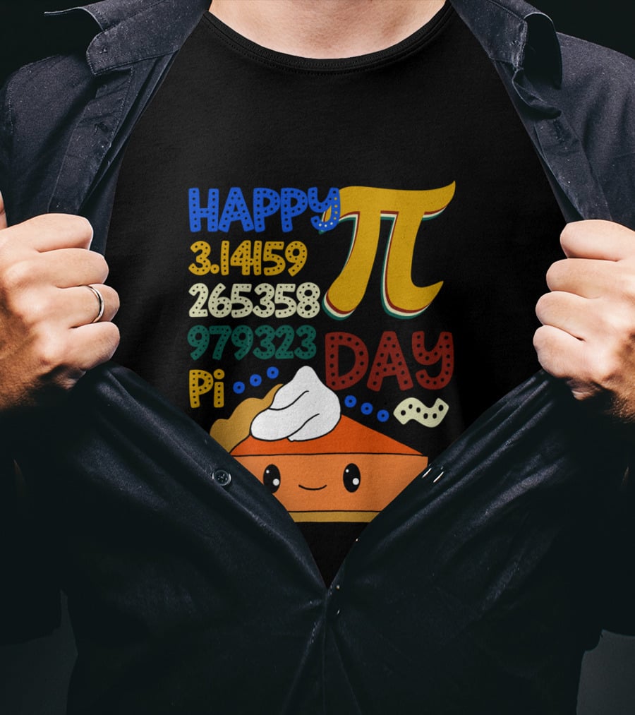 Happy Pi Day Kawaii Pumpkin Pie 3.14159 Vintage Math T-Shirt