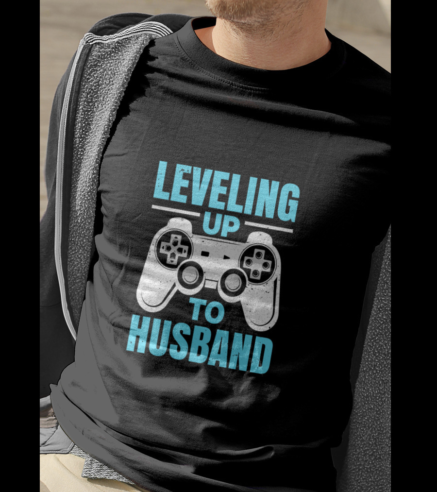 Leveling Up To Husband Funny Gamer Video Game Controller T-Shirt