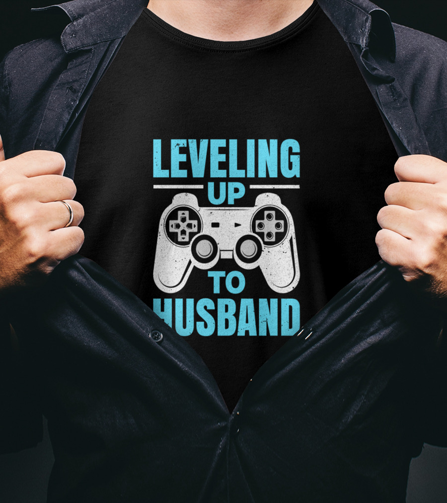 Leveling Up To Husband Funny Gamer Video Game Controller T-Shirt