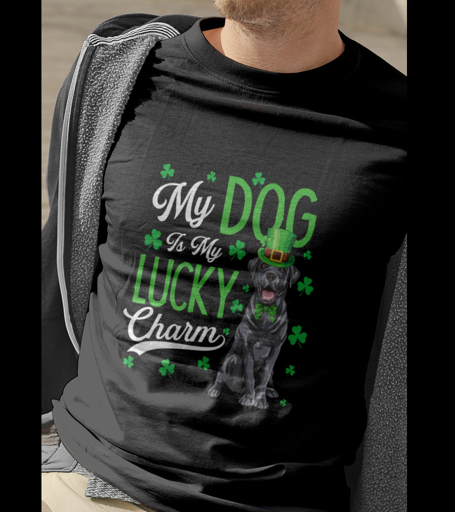 My Dog Is My Lucky Charm With Shamrocks St. Patrick's Day T-Shirt