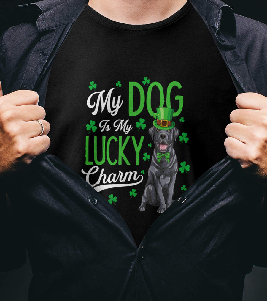My Dog Is My Lucky Charm With Shamrocks St. Patrick's Day T-Shirt