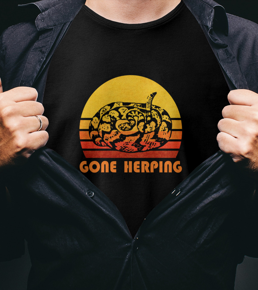 Gone Herping Retro Snake Reptile Animal Amateur T-Shirt
