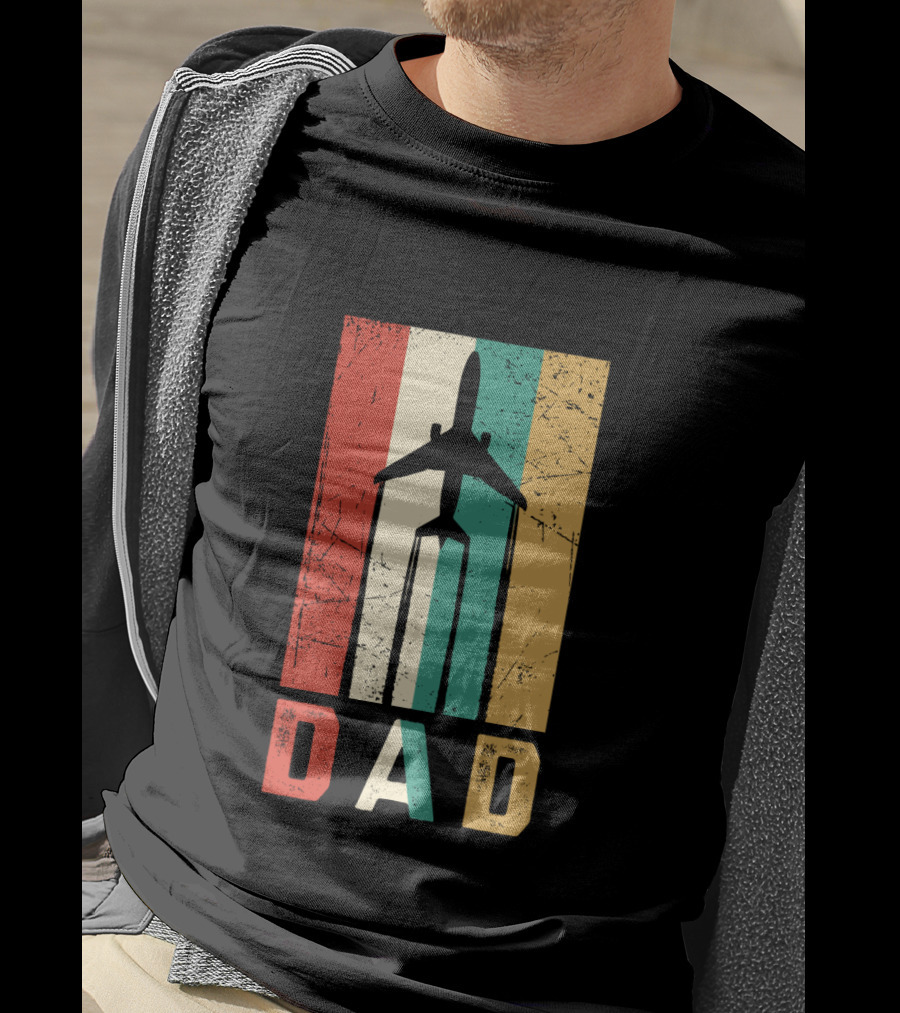 Dad Retro Airplane Vintage Aviation Pilot T-Shirt