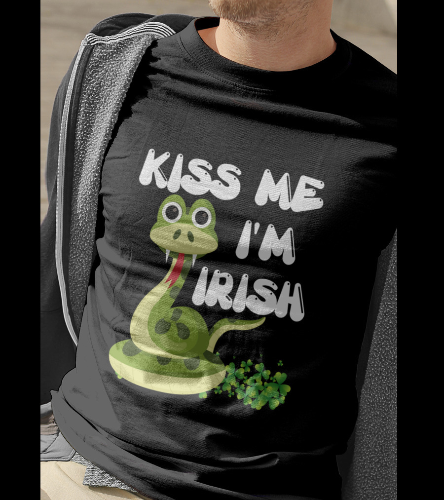 Kiss Me I'm Irish Snake With Shamrocks T-Shirt