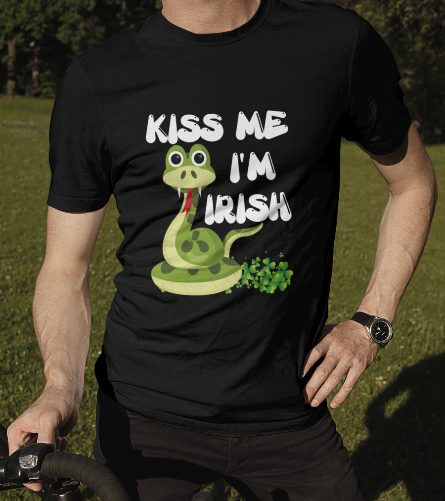 Kiss Me I'm Irish Snake With Shamrocks T-Shirt