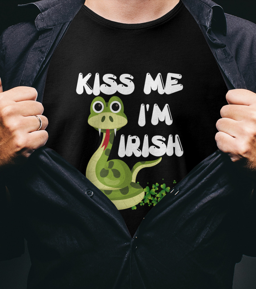 Kiss Me I'm Irish Snake With Shamrocks T-Shirt