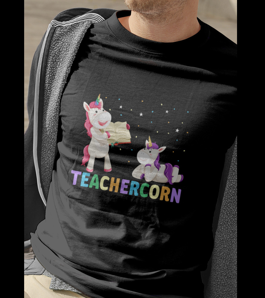 TEACHERCORN Magical Unicorn Teacher Appreciation Stars Book T-Shirt