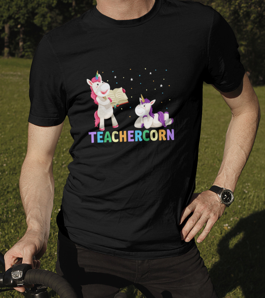 TEACHERCORN Magical Unicorn Teacher Appreciation Stars Book T-Shirt