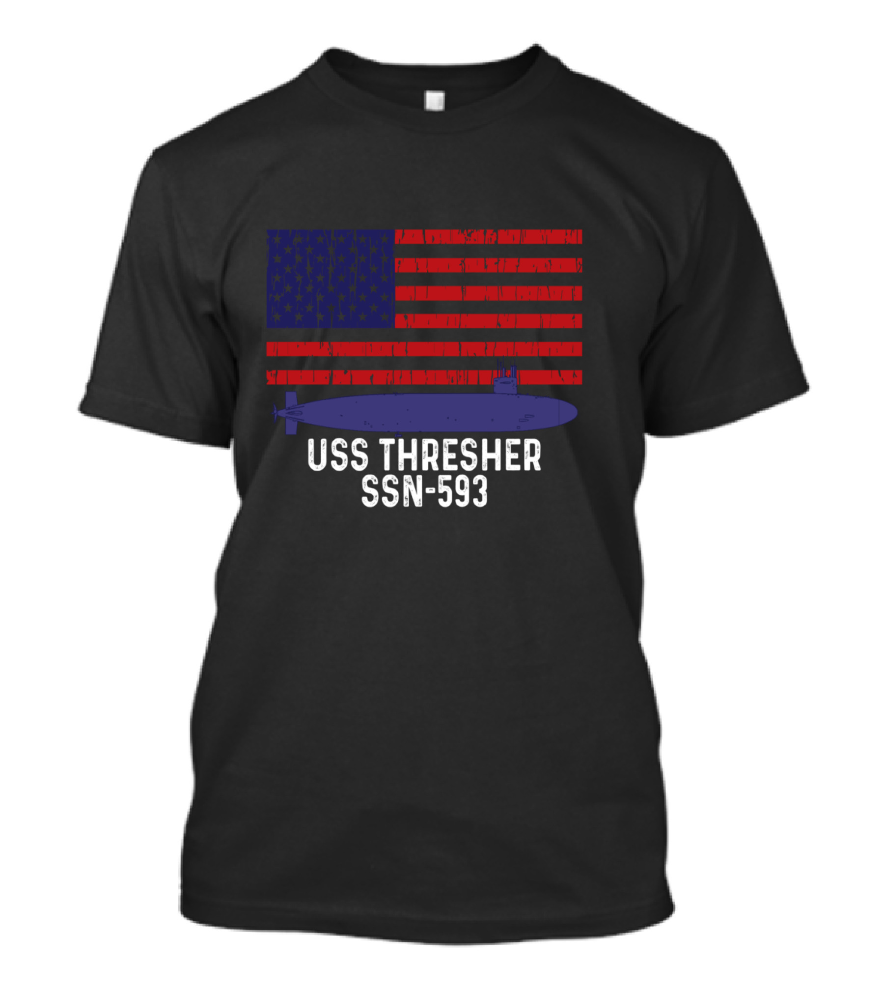 USS Thresher SSN-593 Vintage American Flag Submarine Navy T-Shirt