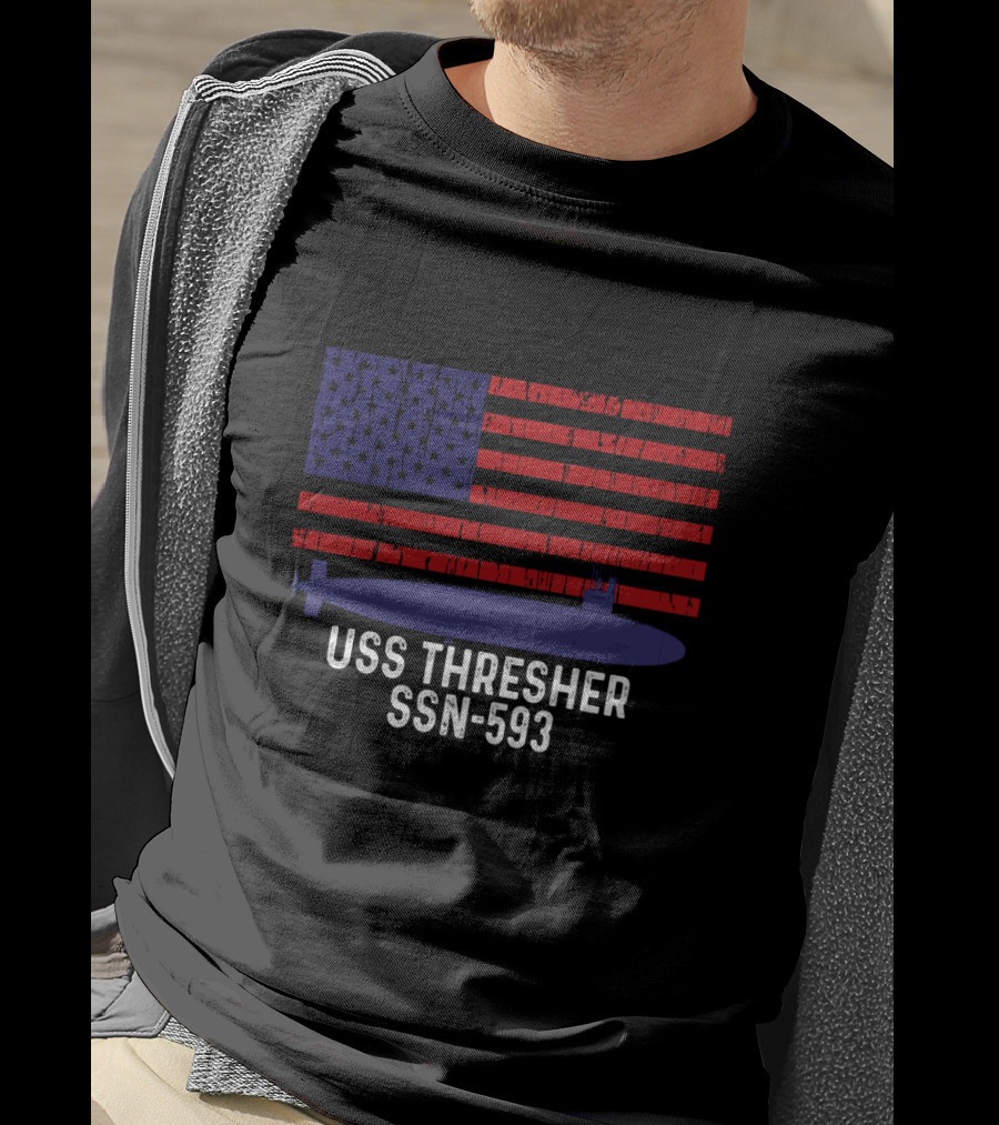 USS Thresher SSN-593 Vintage American Flag Submarine Navy T-Shirt