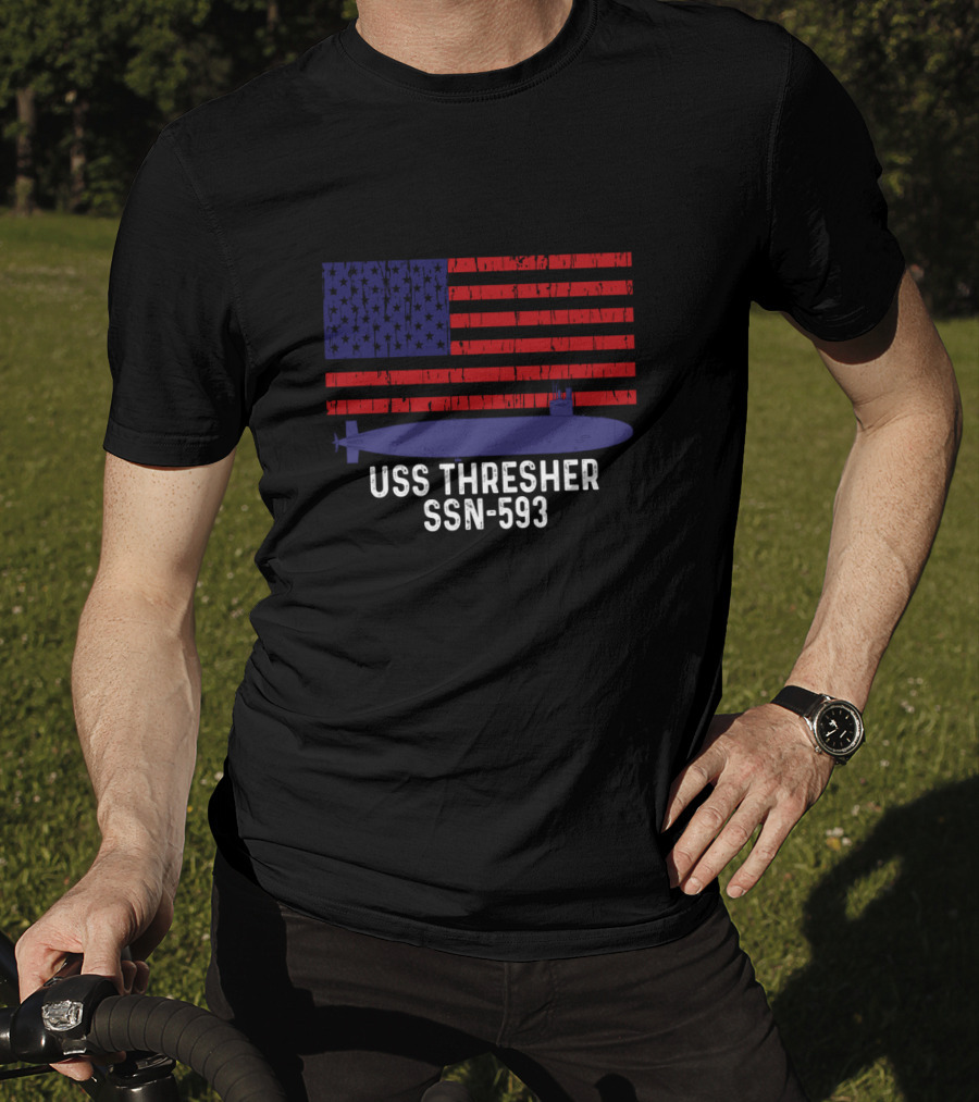 USS Thresher SSN-593 Vintage American Flag Submarine Navy T-Shirt