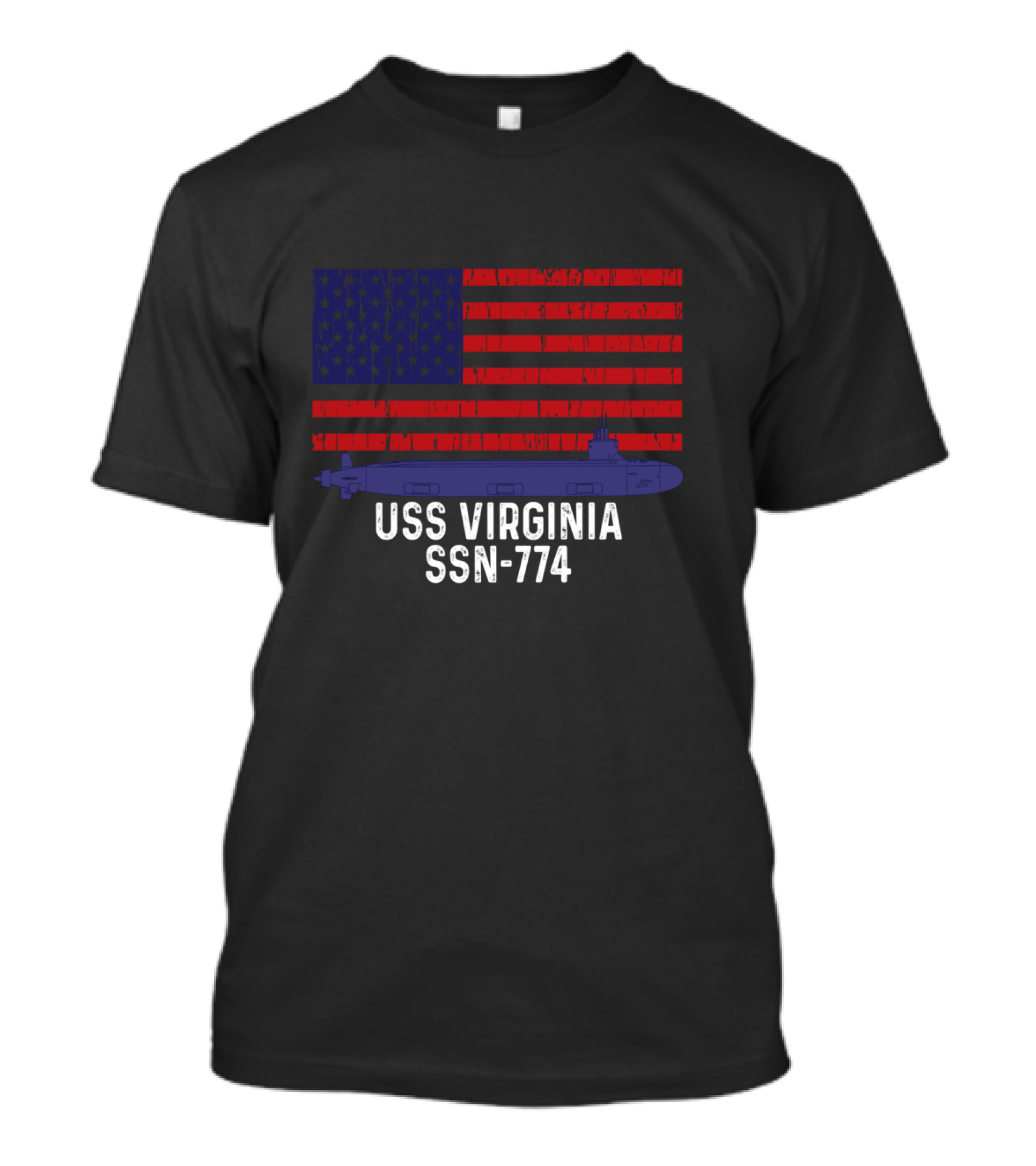 USS Virginia SSN-774 Submarine American Flag Vintage Navy T-Shirt