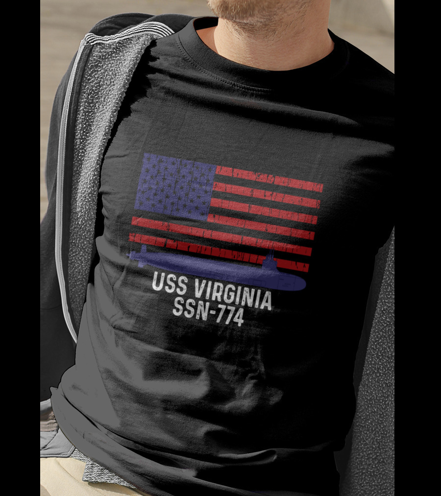 USS Virginia SSN-774 Submarine American Flag Vintage Navy T-Shirt