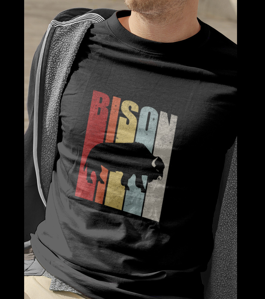 Bison American Buffalo Vintage Wildlife Retro T-Shirt