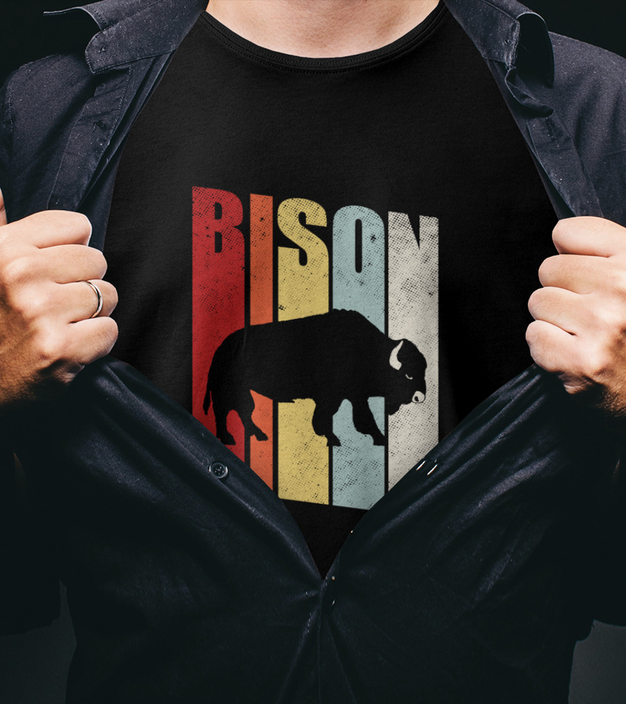 Bison American Buffalo Vintage Wildlife Retro T-Shirt