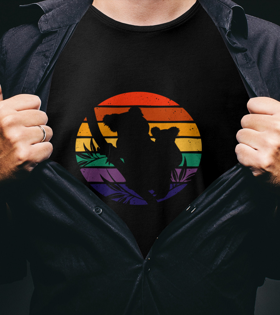 Save The Koalas Protect Wildlife Rainbow Sunset T-Shirt