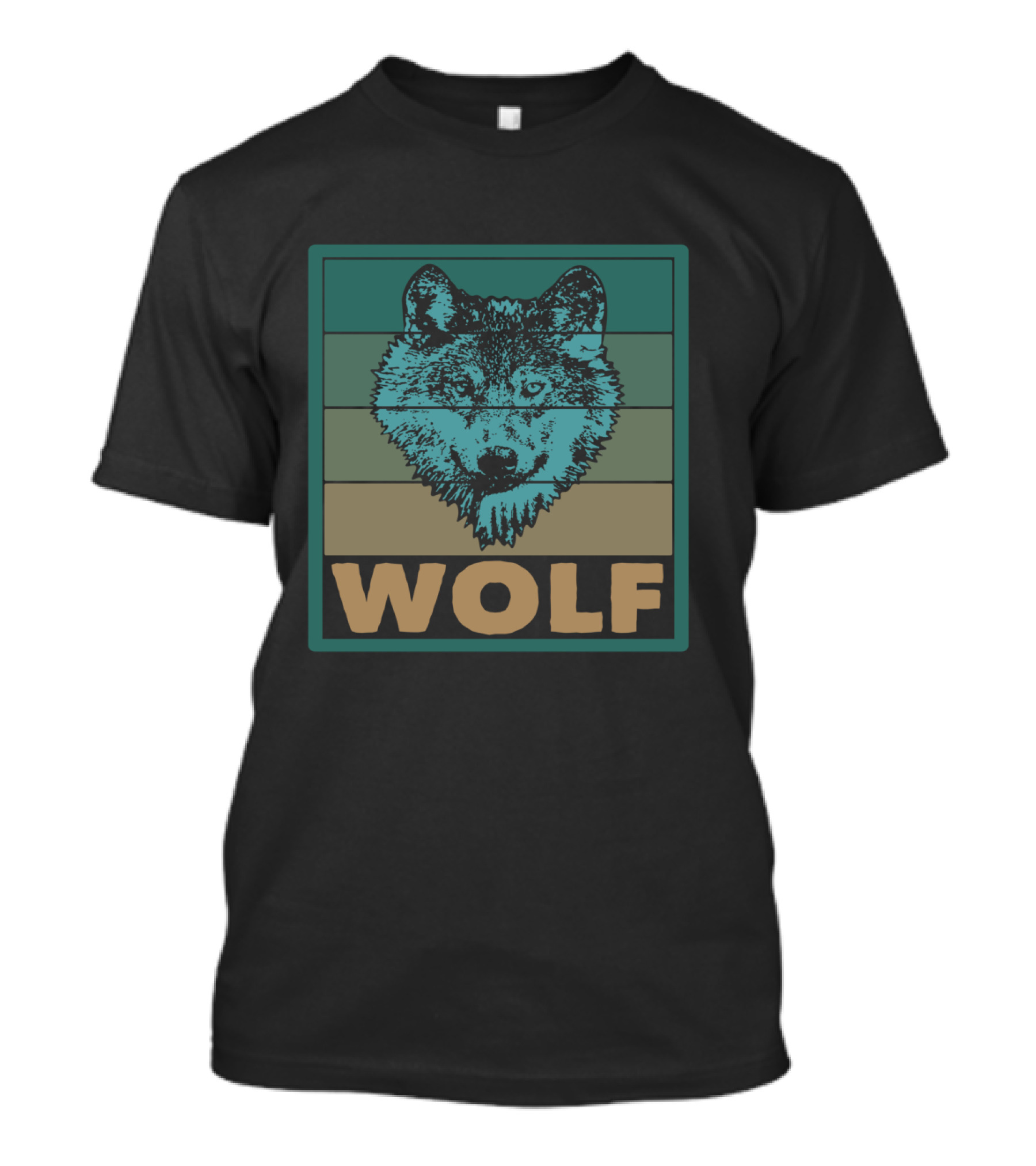 Wolf Wildlife Retro Striped T-Shirt