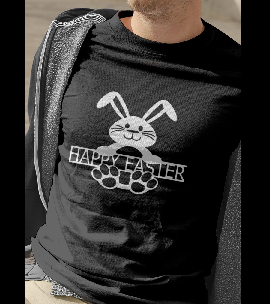 Happy Easter Bunny Rabbit Paw Prints T-Shirt