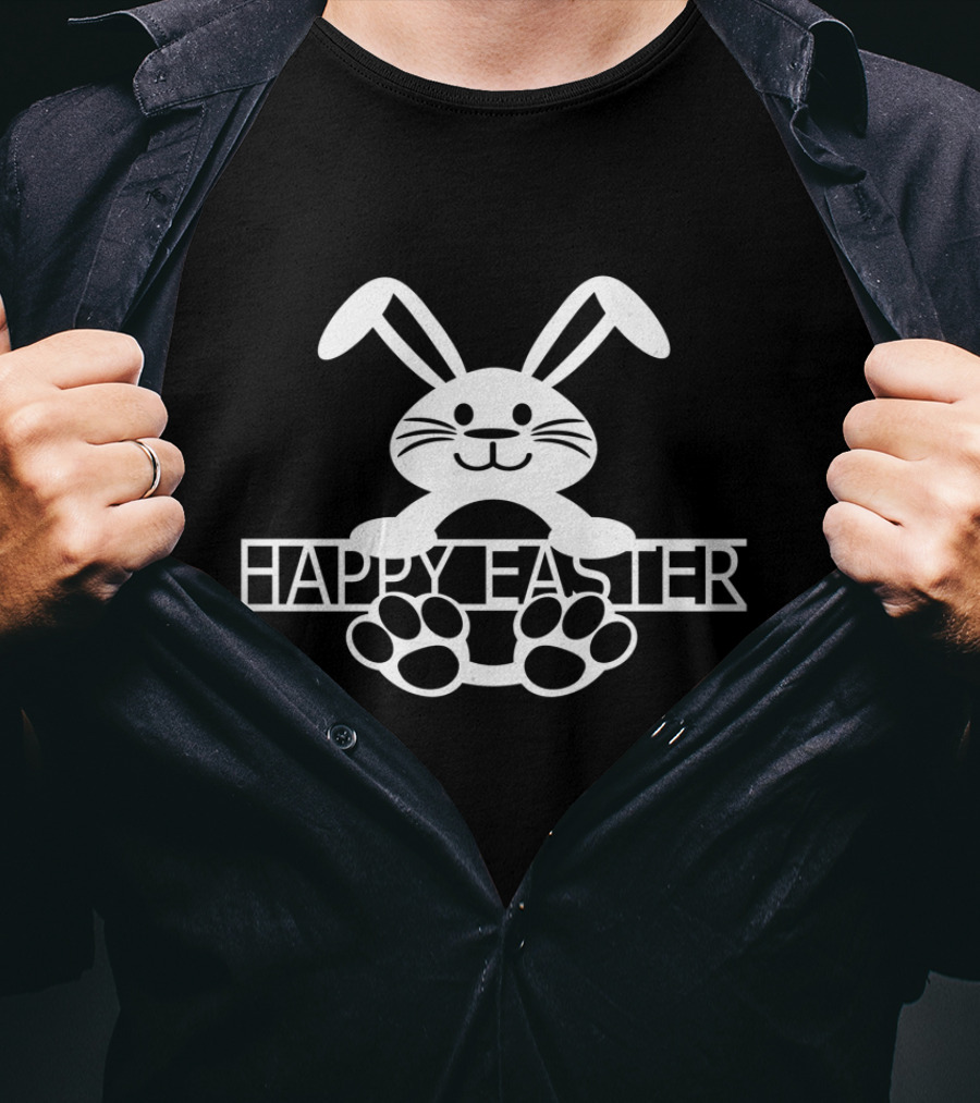 Happy Easter Bunny Rabbit Paw Prints T-Shirt