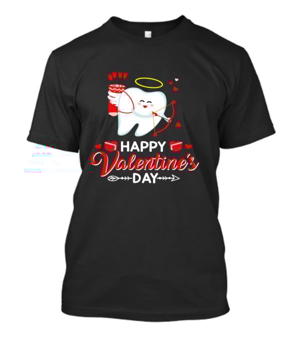 Happy Valentine's Day Cupid Tooth With Heart And Halo T-Shirt