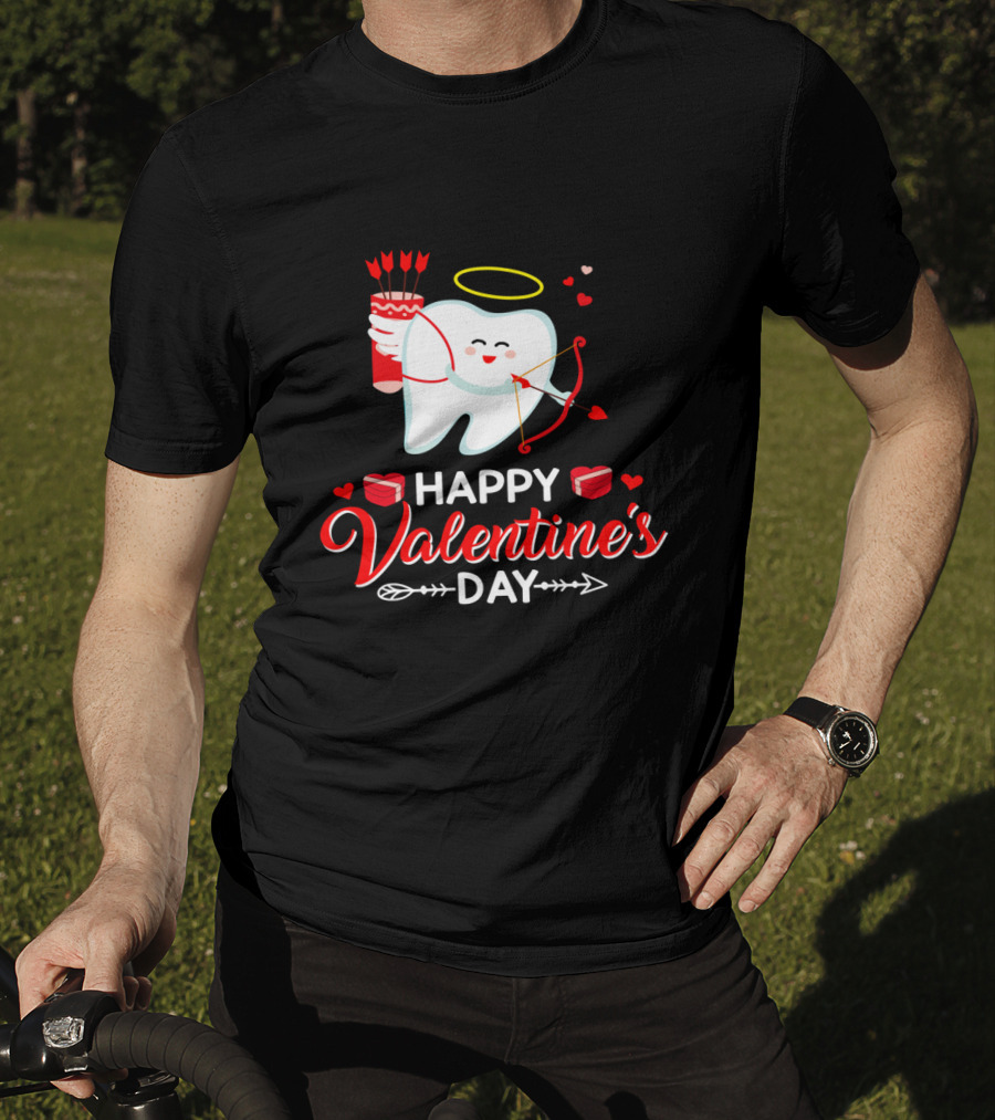 Happy Valentine's Day Cupid Tooth With Heart And Halo T-Shirt