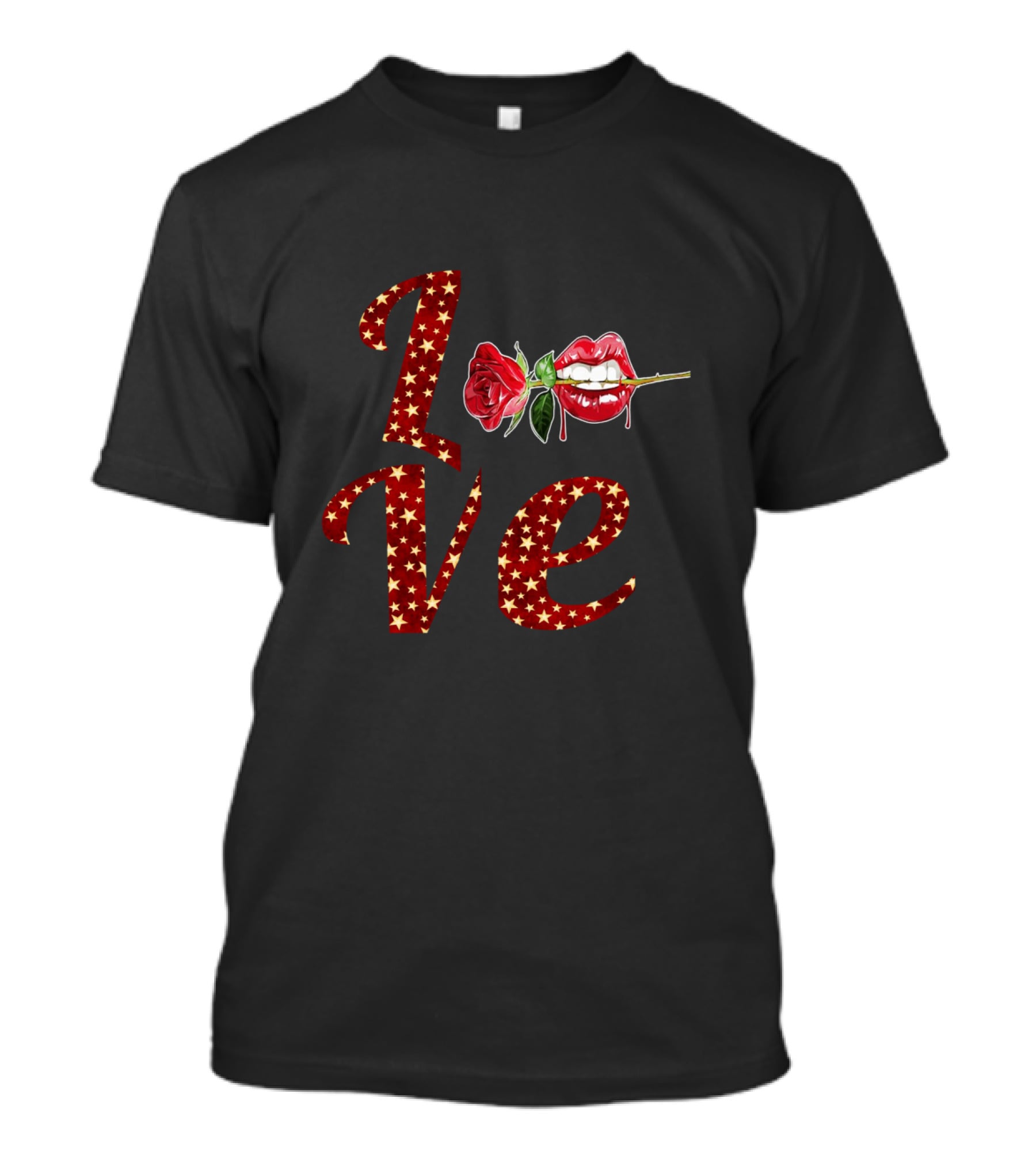 LOVE Tooth Heart Dental Life Dentist Valentine's Day Kiss Rose Lips T-Shirt