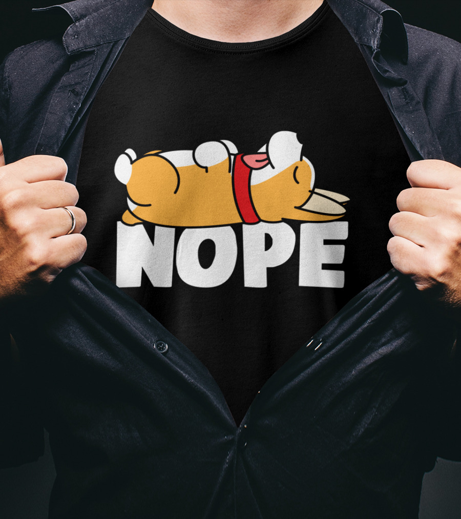 Napping Corgi Nope Lazy Dog Lover Funny T-Shirt