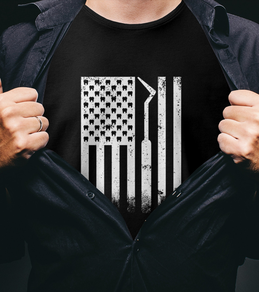 Patriotic Dentist American Flag Tooth T-Shirt
